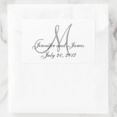 灰色と白のモノグラム長方形ウェディングラベル 長方形シール (バッグ)