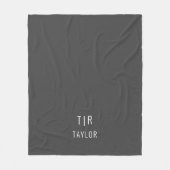 灰色と白のモノグラモダンムエレガント フリースブランケット (正面)