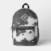 灰色と白のリアルな牛革プリントNo. 2 プリントバックパック (正面)