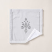 灰色と白のヴィンテージWilliam Morrisパターンショー バスタオルセット (ウォッシュタオル)