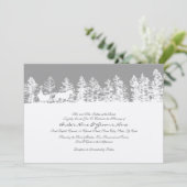 灰色と白の冬の結婚式招待状 招待状 (スタンド正面)