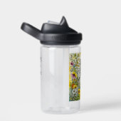 灰色と白の子ネコが花に座る ウォーターボトル (右面)