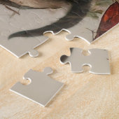 灰色と白の子猫、パステルフラワーチョウ ジグソーパズル (側面)