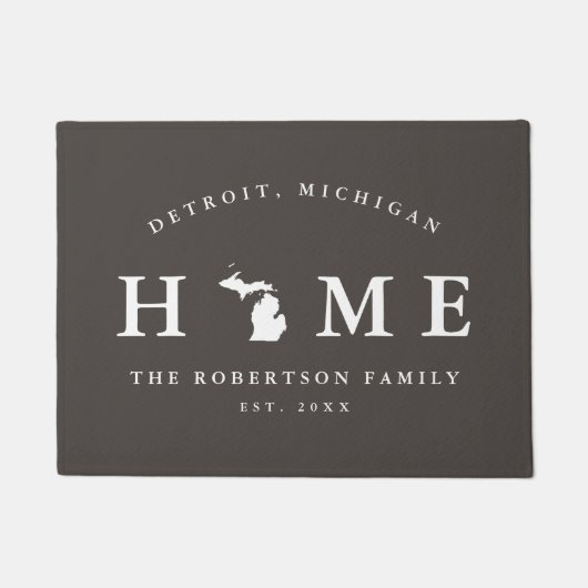 灰色と白の州のミシガン州の地図マット， Doormat ドアマット (正面)