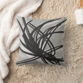 灰色と白の抽象芸術芸術的リボン クッション (ブランケット)