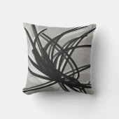 灰色と白の抽象芸術芸術的リボン クッション (正面)