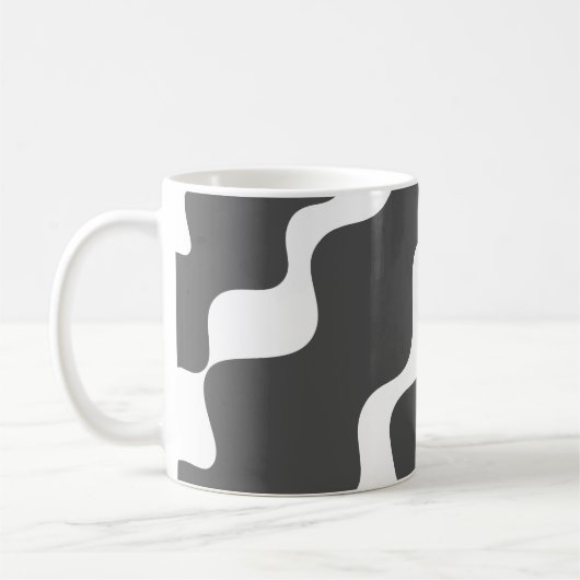 灰色と白の斜め波パターン コーヒーマグカップ (左)