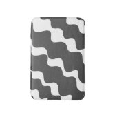 灰色と白の斜め波パターン バスマット (正面縦)