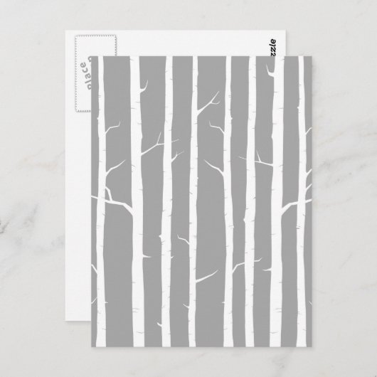 灰色と白の樺の木ツリー ポストカード (正面/裏面)