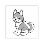 灰色と白の毛の生えた犬 セルフインキングスタンプ (デザイン)
