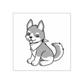 灰色と白の毛の生えた犬 ラバースタンプ (インプリント)