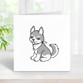 灰色と白の毛の生えた犬 ラバースタンプ