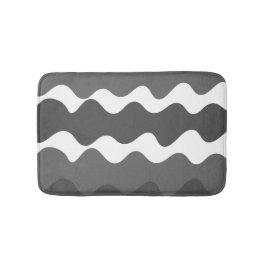 灰色と白の水平波パターン バスマット