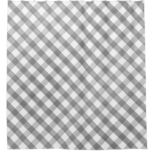 灰色と白の水牛のプレイドシャワーカーテン シャワーカーテン (正面)