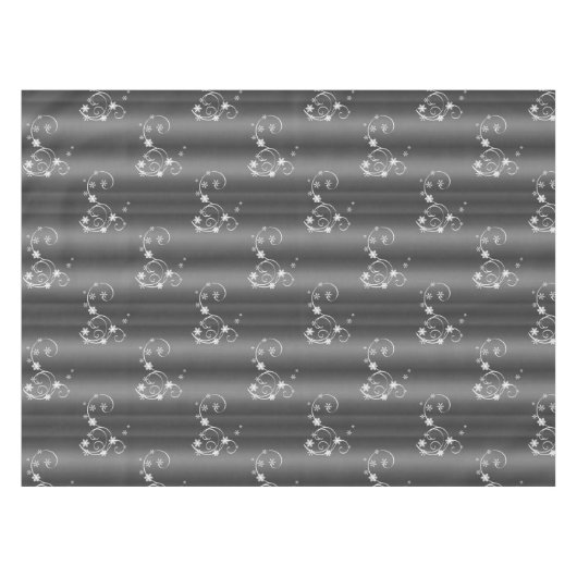 灰色と白の渦巻きクリスマス テーブルクロス (正面(横))