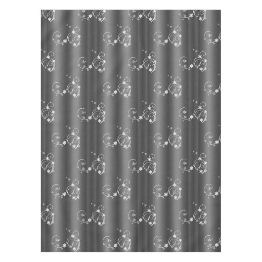 灰色と白の渦巻きクリスマス テーブルクロス (正面)