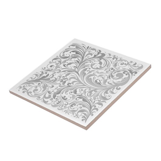 灰色と白の渦模様のセラミックモダンタイル タイル (側面)