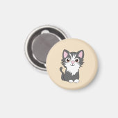 灰色と白の猫 マグネット (正面/裏面)