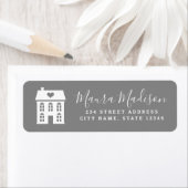 灰色と白の町の家とハート ラベル (インサイチュ)