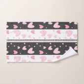 灰色と白の背景のハート ハンドタオル (ハンドタオル)