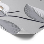 灰色と白の花グレーの背景にパターン ポスター (角)