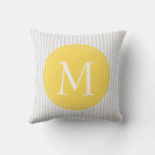 灰色と白の黄ストライプ色モノグラムカスタム クッション (裏面)