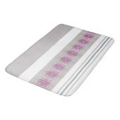 灰色と白ストライプのアクセント付パターン(の模様が)あるき バスマット (アングル)