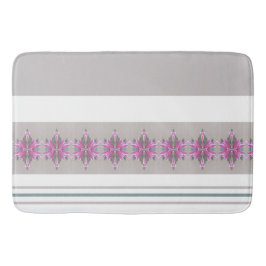 灰色と白ストライプのアクセント付パターン（の模様が）あるき バスマット