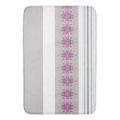 灰色と白ストライプのアクセント付パターン(の模様が)あるき バスマット (正面縦)