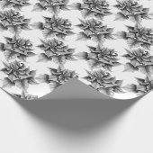 灰色と白ポインセチア花クリスマスパターン ラッピングペーパー (角)