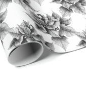 灰色と白ポインセチア花クリスマスパターン ラッピングペーパー (ロールコーナー)