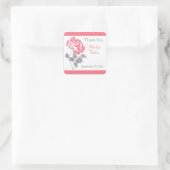 灰色と白1.5インチのSqを持つサンゴ牡丹ステッカー スクエアシール (バッグ)