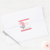 灰色と白1.5インチのSqを持つサンゴ牡丹ステッカー スクエアシール (封筒)