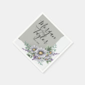 灰色と紫の水色の花 スタンダードカクテルナプキン (角)