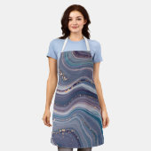 灰色と紫の液体大理石 エプロン (着用した状態)