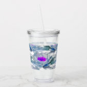 灰色と紫の花柄 アクリルタンブラー (左)