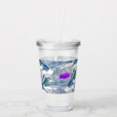 灰色と紫の花柄 アクリルタンブラー (裏面)