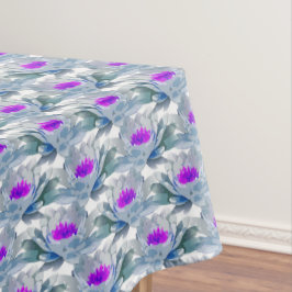 灰色と紫の花柄 テーブルクロス