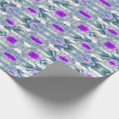 灰色と紫の花柄 ラッピングペーパー (角)