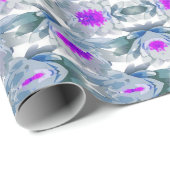 灰色と紫の花柄 ラッピングペーパー (ロールコーナー)