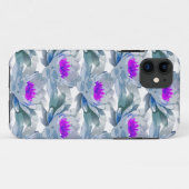 灰色と紫の花柄 Case-Mate iPhoneケース (裏面(横))