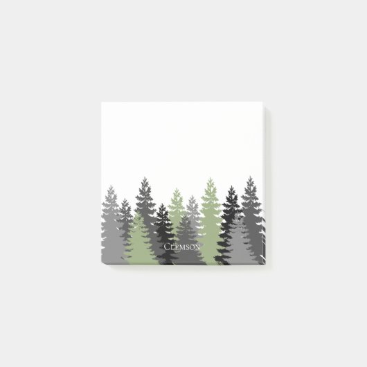 灰色と緑の常緑樹エレガントと素朴 ポストイット (正面)