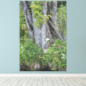 灰色と緑の木 キャンバスプリント (インサイチュ (ウッドフロア))