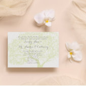 灰色と緑の森の木を切結婚り抜く 招待状