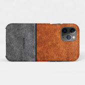 灰色と茶色のヴィンテージレザーを分割フェイク Case-Mate iPhoneケース (裏面(横))