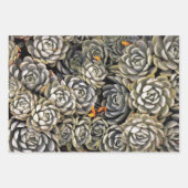 灰色と茶色の多肉植物 ラッピングペーパーシート (正面2)