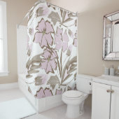 灰色と薄紫の花。 シャワーカーテン (インサイチュ)