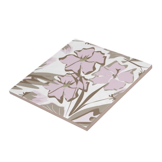 灰色と薄紫の花。 タイル (側面)