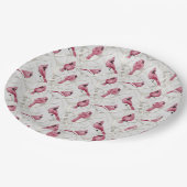 灰色と赤のクリスマス(鳥)ショウジョウコウカンチョウ鳥 ペーパープレート (アングル)