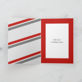 灰色と赤の写真と名前の子供の誕生日 カード (内部)